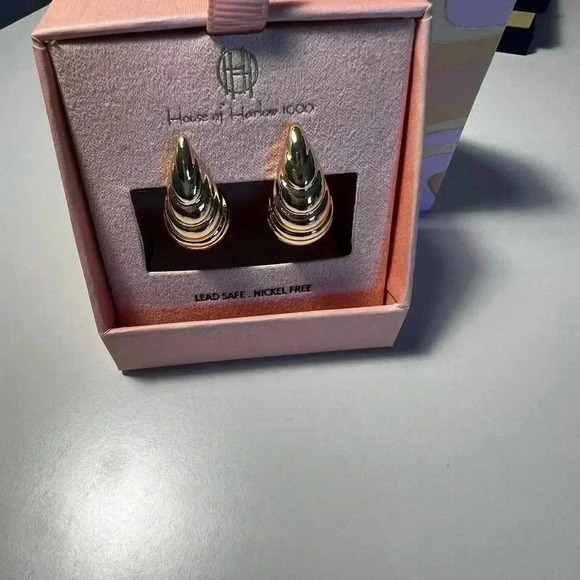 House of Harlow 1960 14K Gold Plated Teardrop Earrings New - Picture 2 of 3